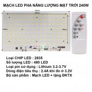 Bộ mạch đèn LED năng lượng mặt trời 240W gồm mạch và remote